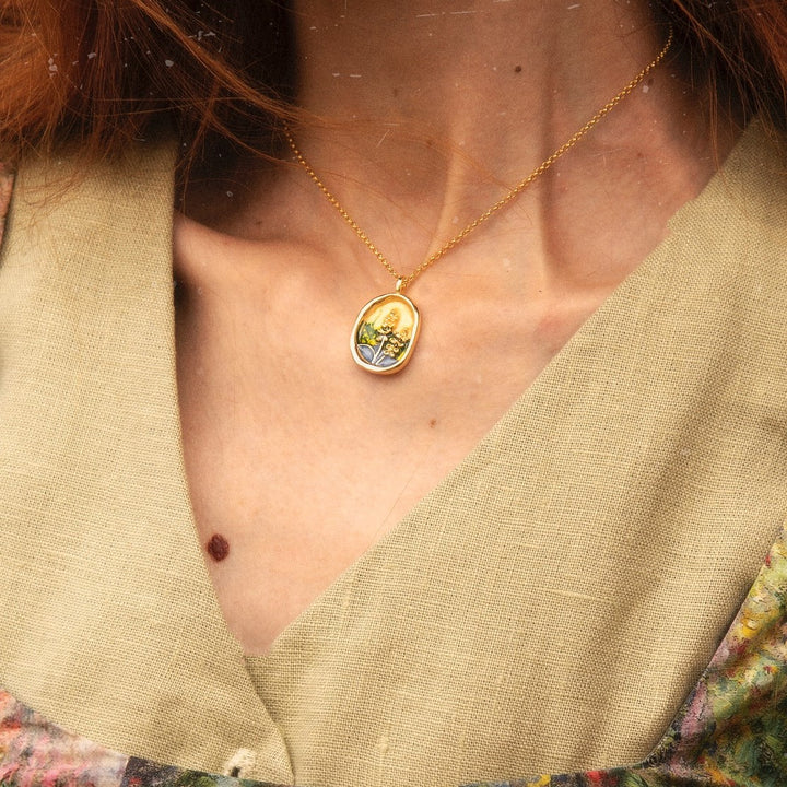 Collar de pintura al óleo de campo de maíz country