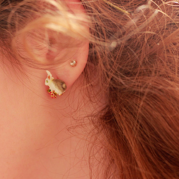 Secret Garden Rabbit Enamel Earrings