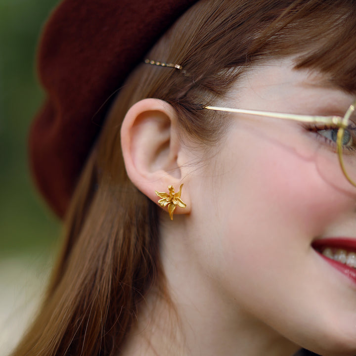 Iris Flower Stud Dainty Earrings
