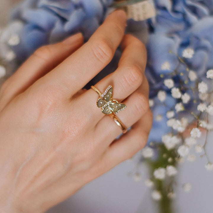 Selenichast butterfly diamond ring