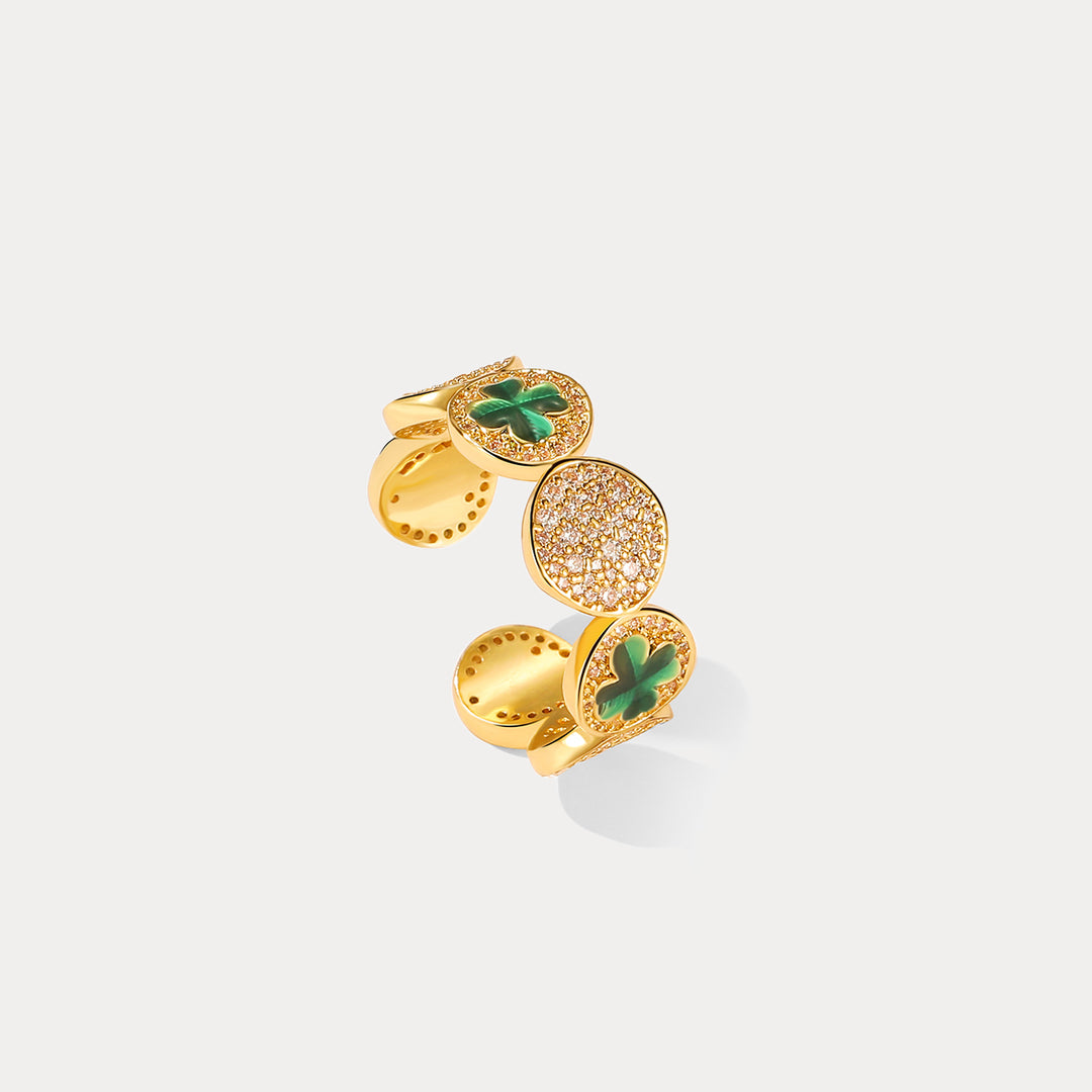 Selenichast Four leaf Clover Coin Ring