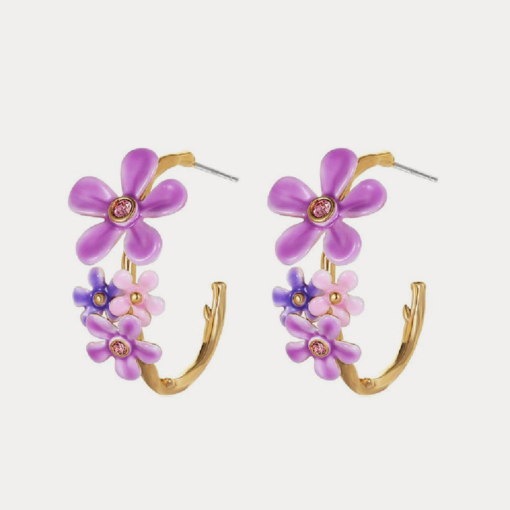 forget me not flowers cuff hoop earrings