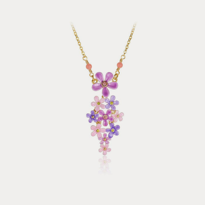 forget me not flowers 18k gold necklace