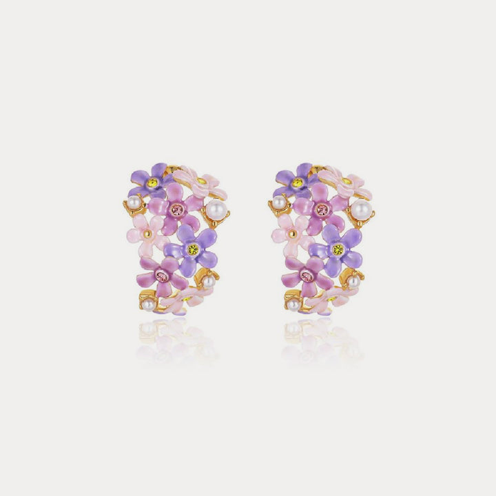 forget me not flowers pearl earrings