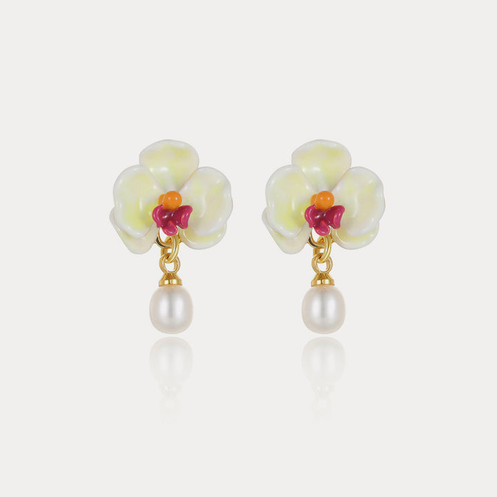 Enamel Phalaenopsis Earrings