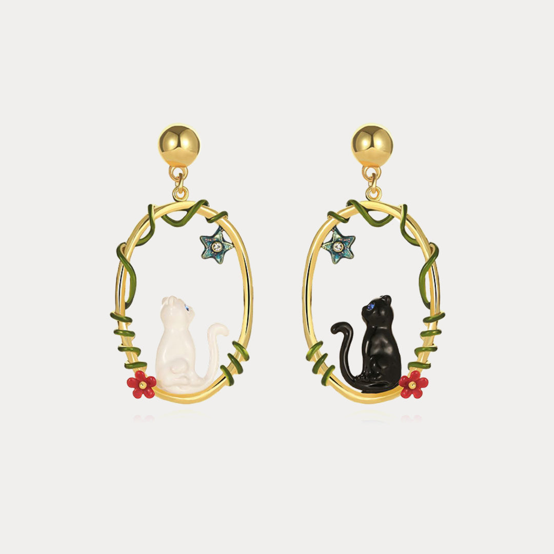 Selenichast black cat earrings 1