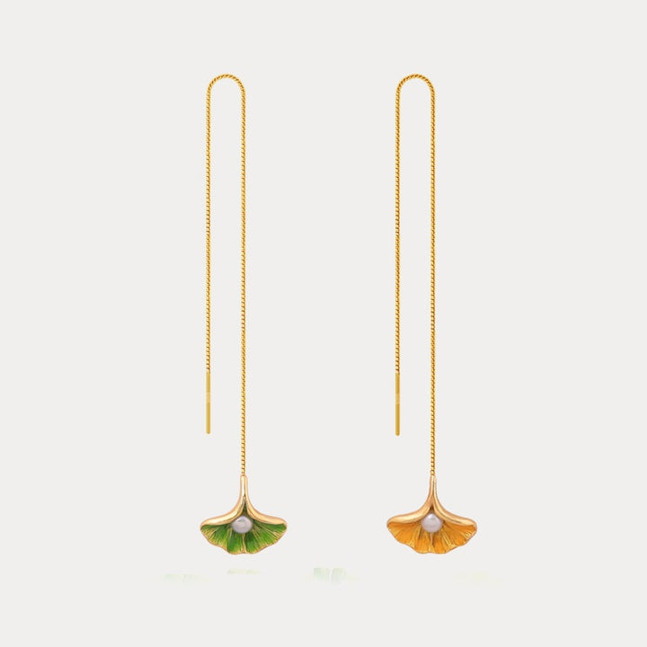 Ginkgo Leaf Gold Earrings