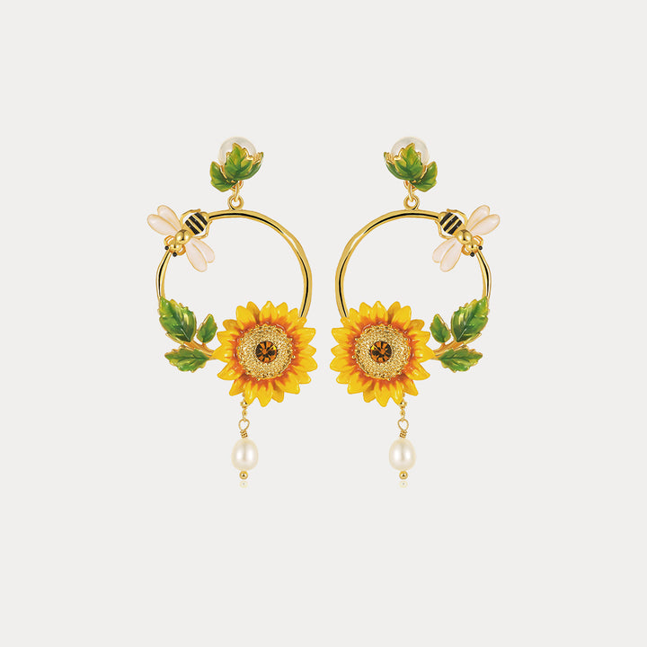 Selenichast Sunflower & Bee Earrings