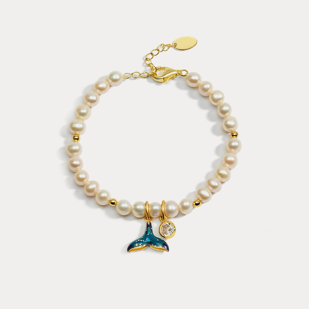 Selenichast Mermaid Tail Pearl Bracelet, Mermaid Bracelet, Pearl