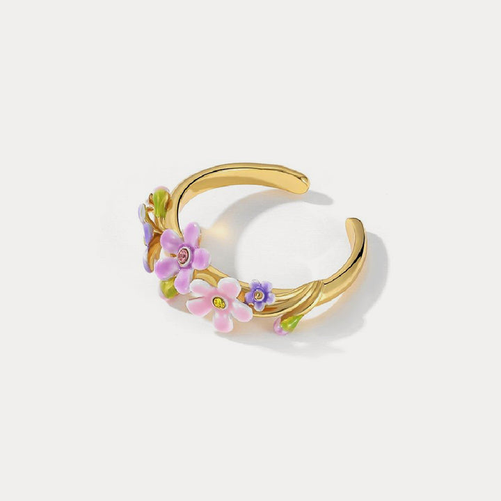 enamel forget me not flowers ring