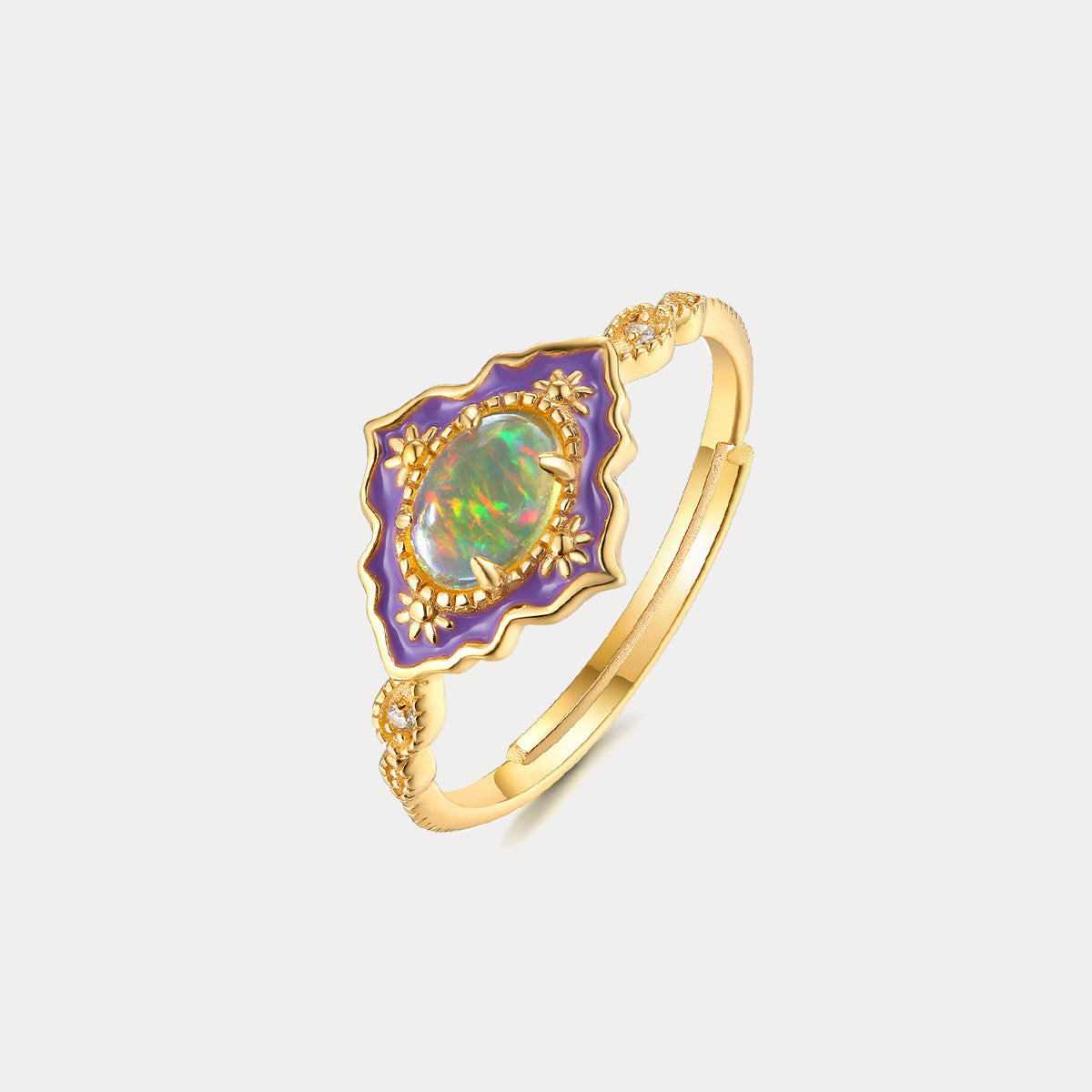Jasmine Opal Gold Adjustable Ring
