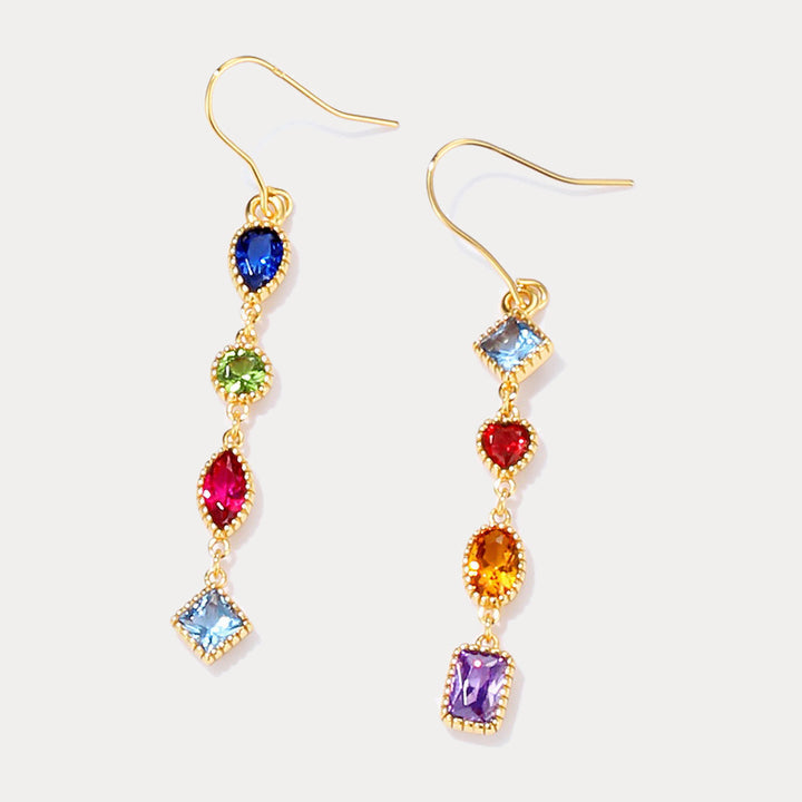 Rainbow Gem Gold Earrings