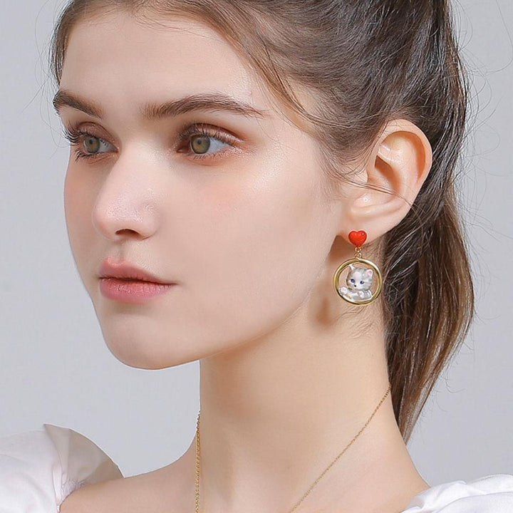 american shorthair cat hoop earrings