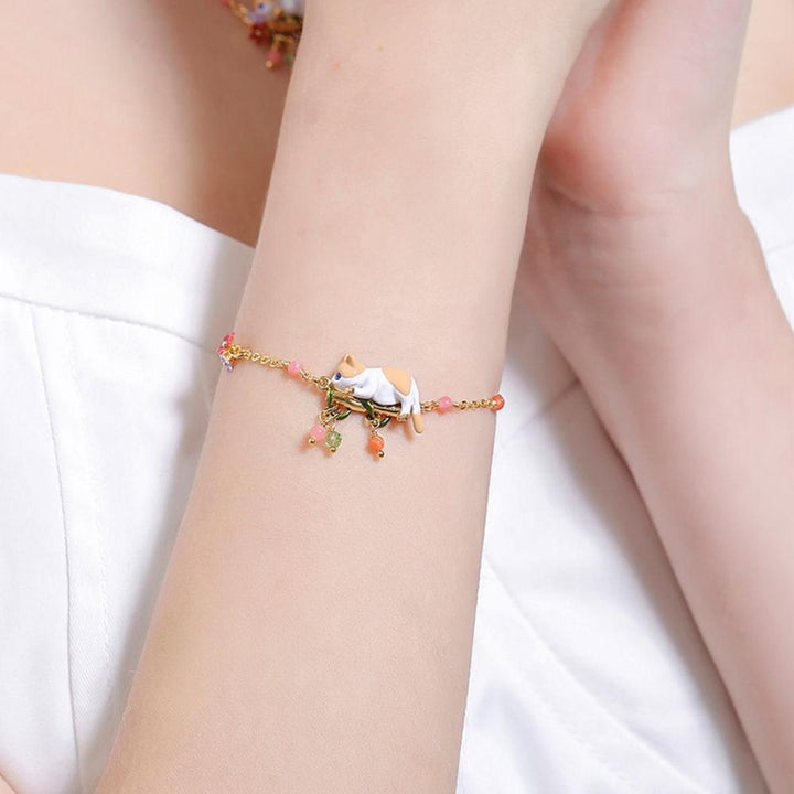 sleepy orange cat bracelet