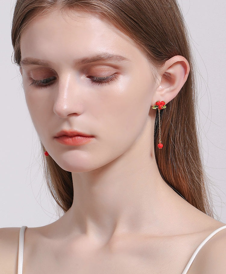 enamel cranberry earrings