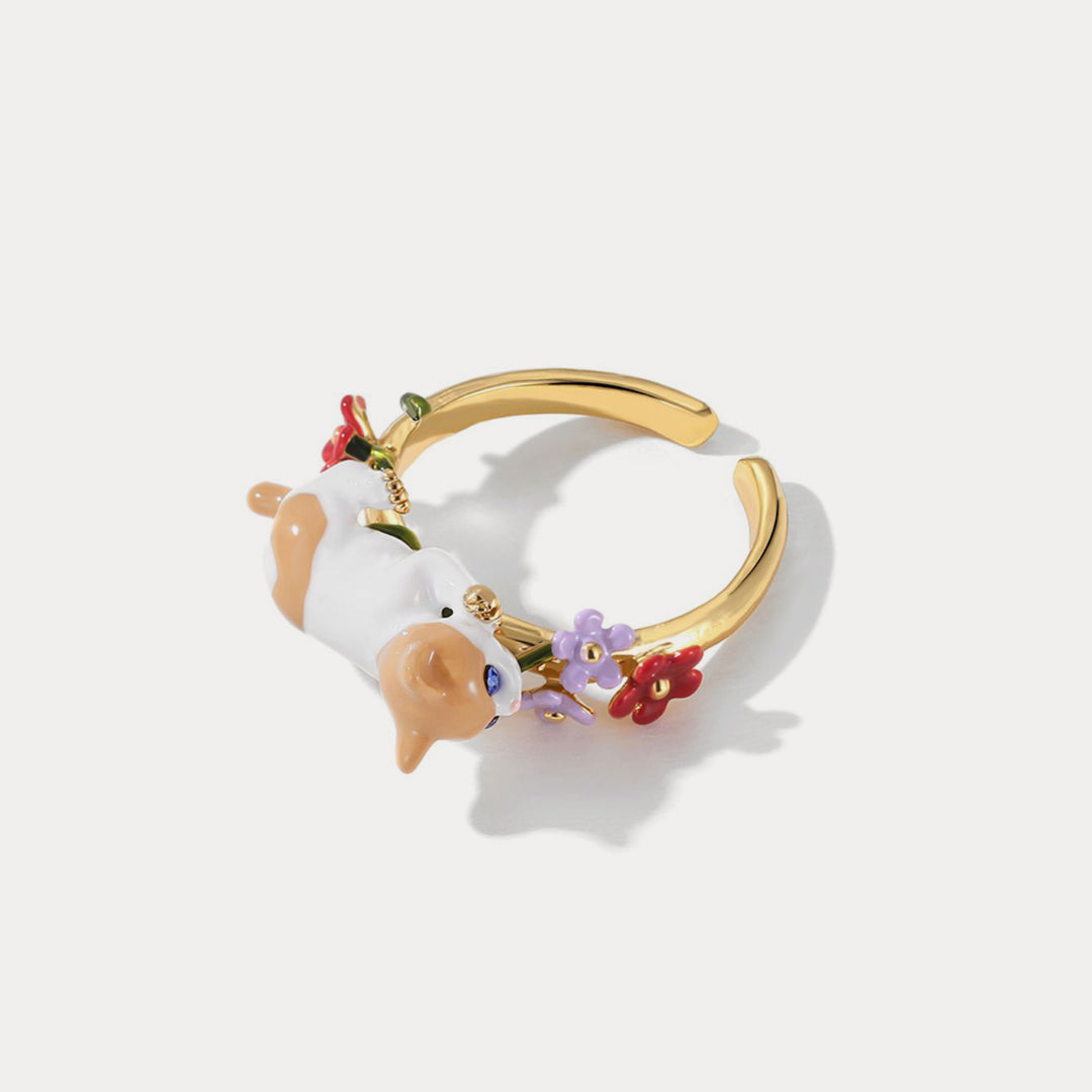 enamel orange cat ring