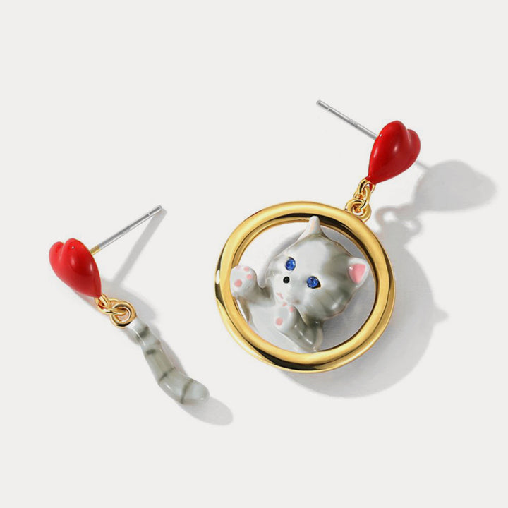 american shorthair cat enamel earrings