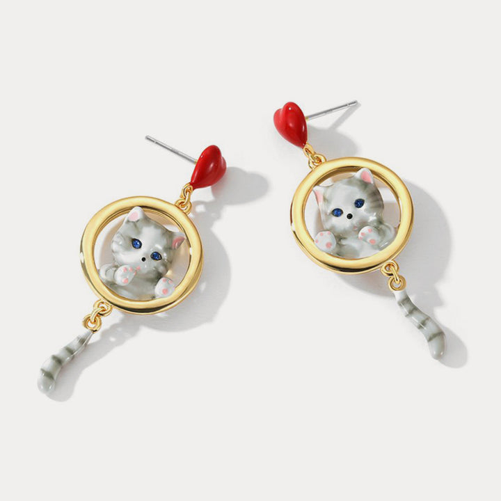 american shorthair cat hoop earrings