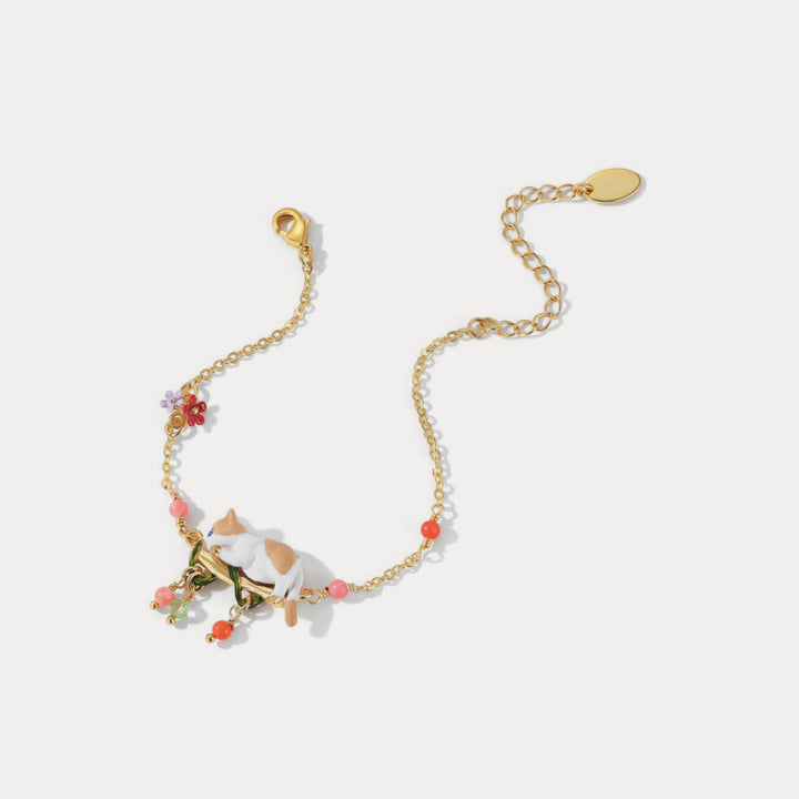 orange cat enamel bracelet