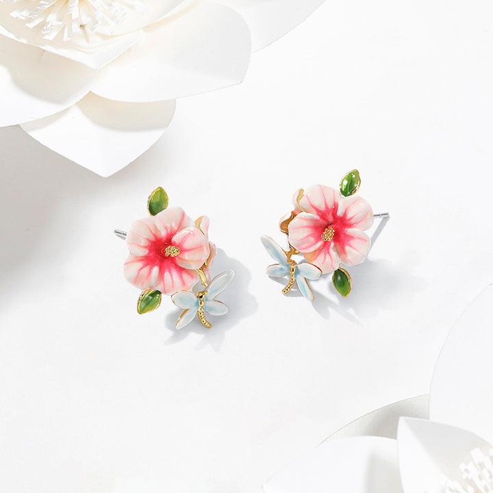 hibiscus gold earrings