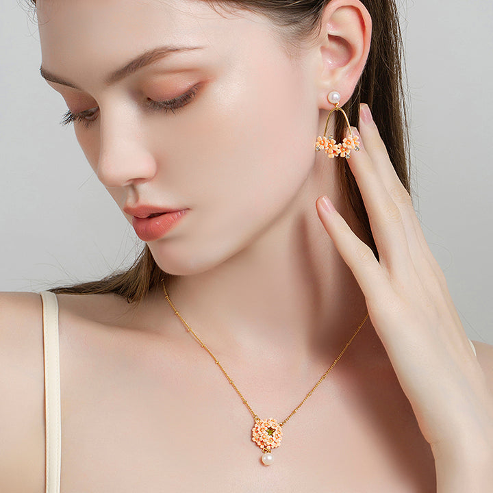 Enamel Pink Verbena Earrings