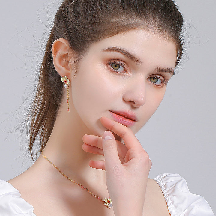 phalaenopsis pearl tassel earrings