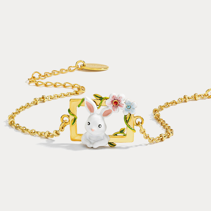 Enamel Garden Rabbit Necklace