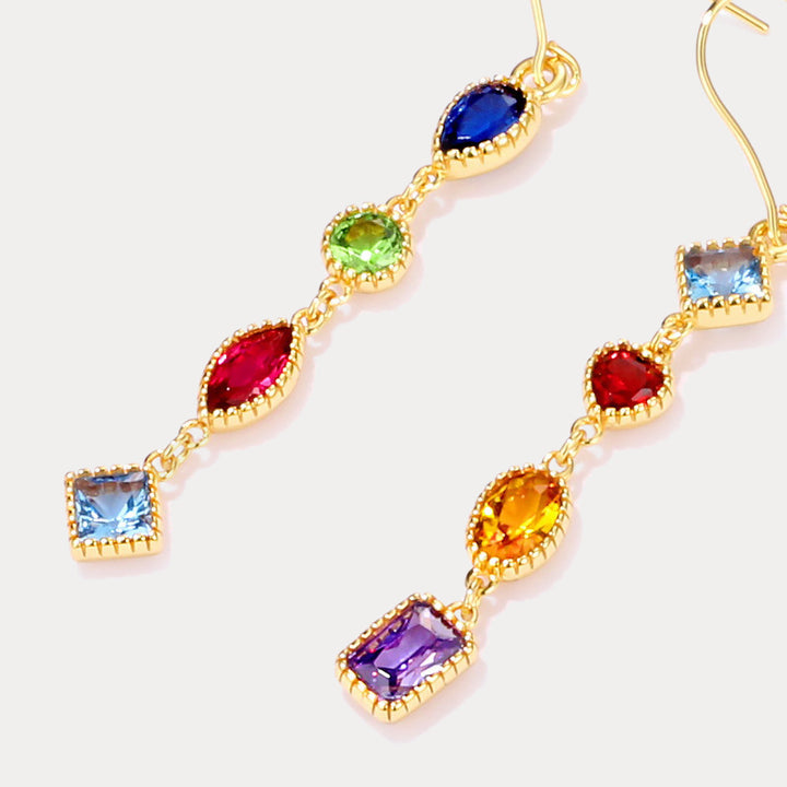 Rainbow Gem Drop Earrings