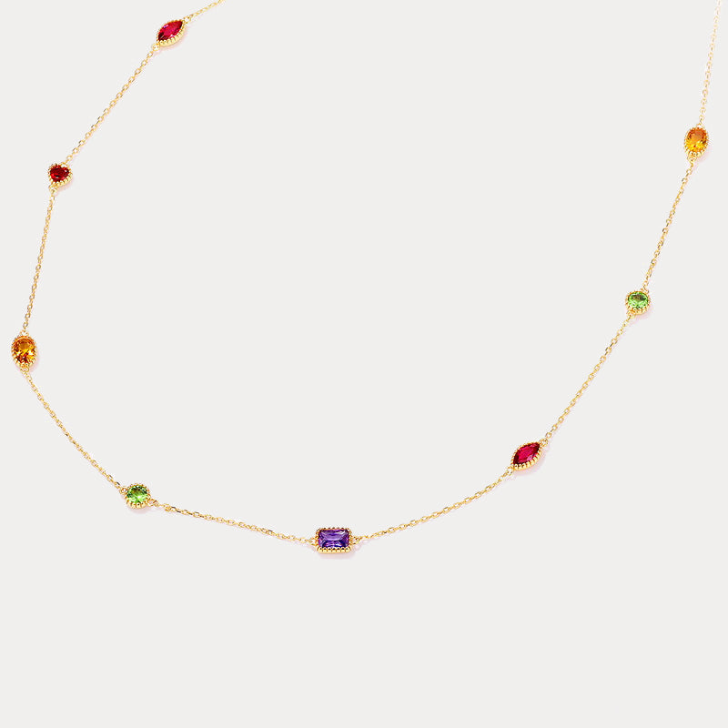 Rainbow Gem Gold Necklace