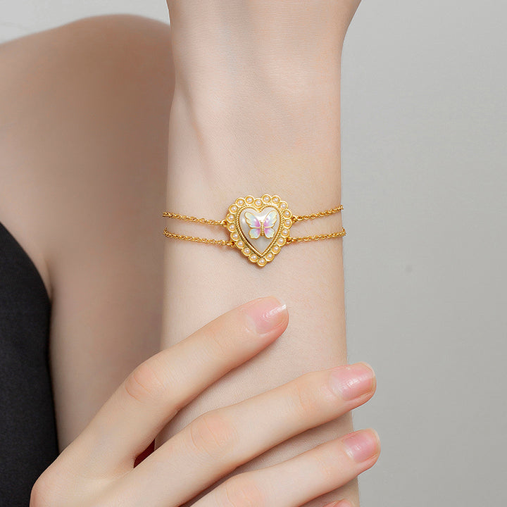 Butterfly Heart Double Bracelet
