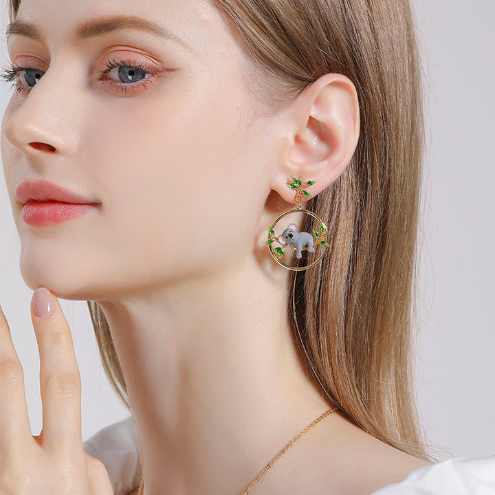 Enamel Koala Earrings