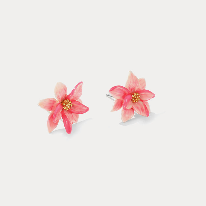 enamel magnolia earrings