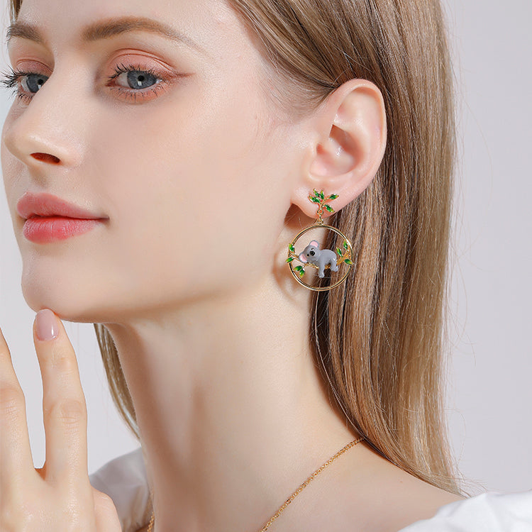 Enamel Koala Earrings