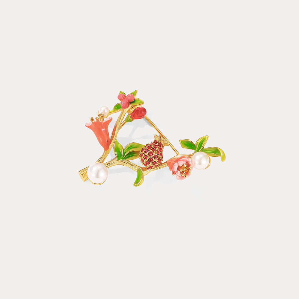 Pomegranate Pearl Brooch