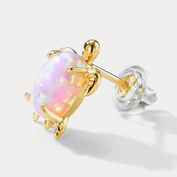 Cute Turtle Opal Stud Earrings