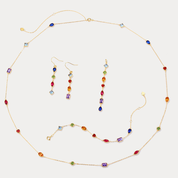 Rainbow Gem Gold Jewelry Set