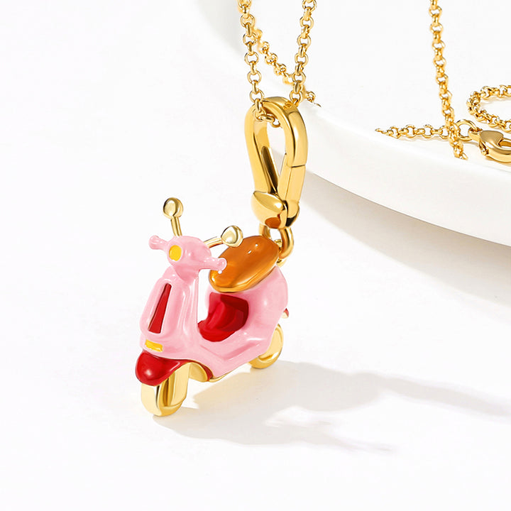 Enamel  Scooter Pendant Necklace
