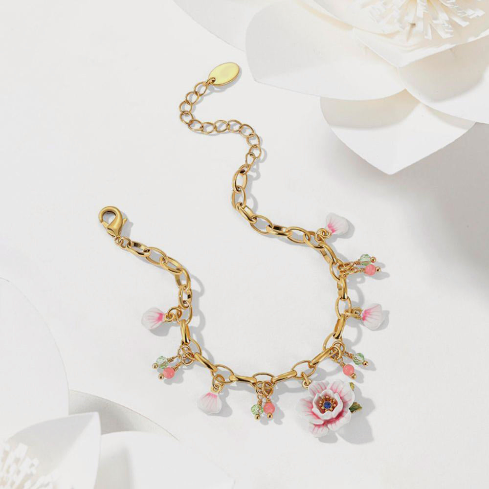 pink rose enamel bracelet