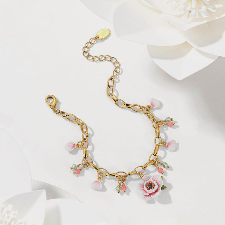 pink rose enamel bracelet