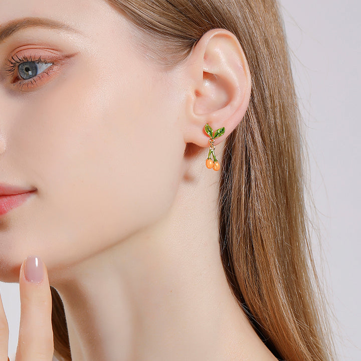 orange blossom leaves earrings
