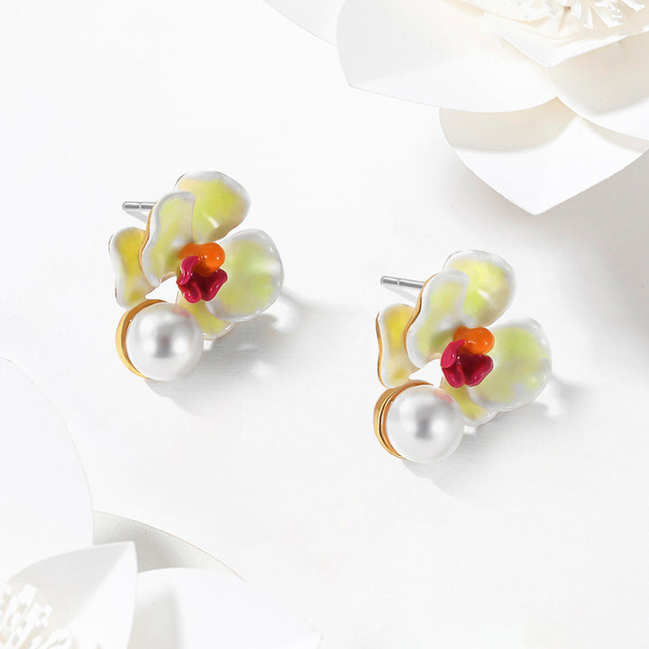 enamel phalaenopsis earrings