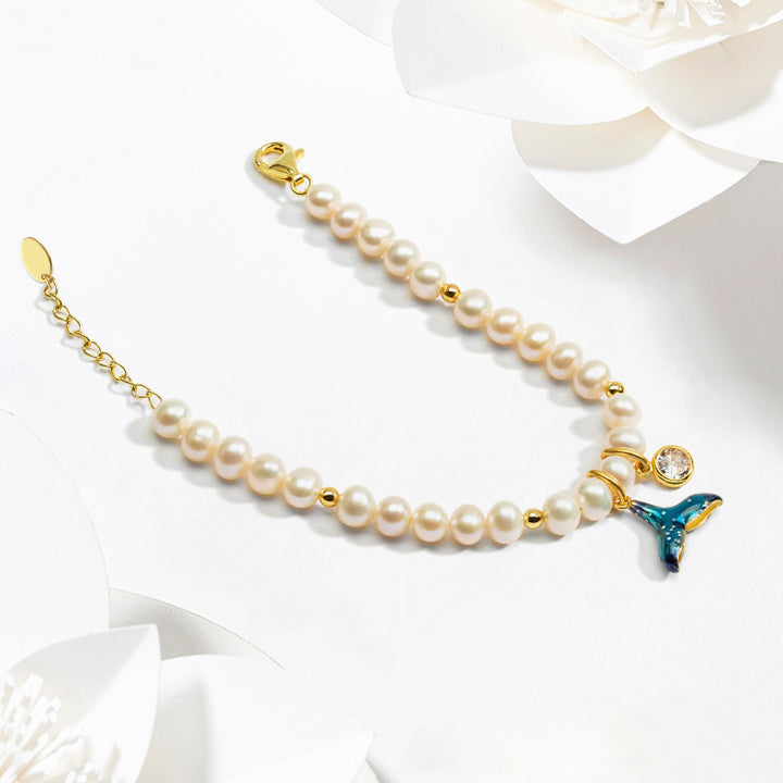 enamel mermaid tail pearl bracelet