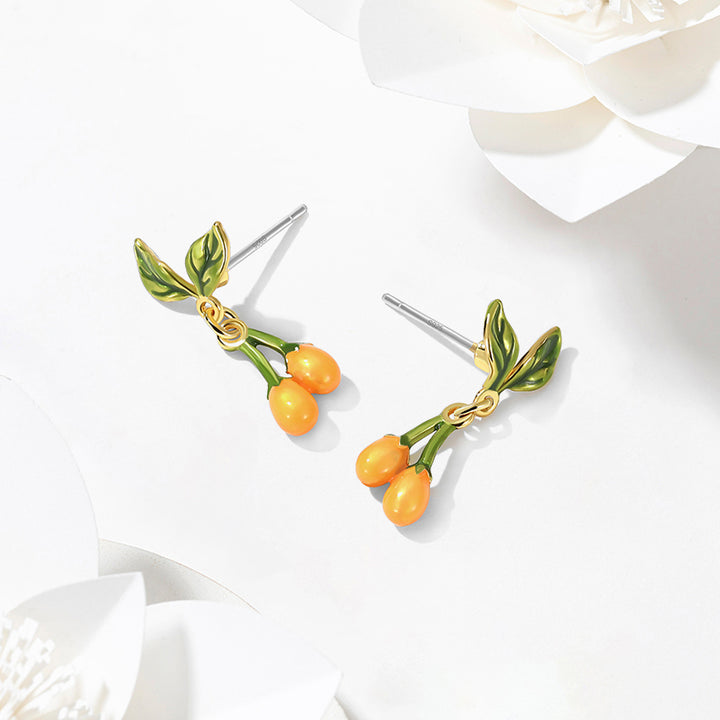 orange blossom nature earrings