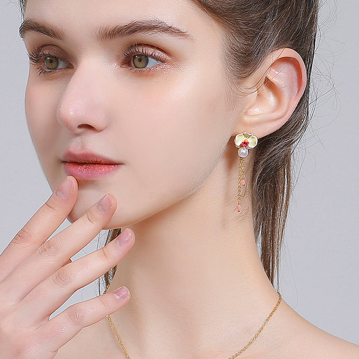 phalaenopsis flower nature tassel earrings