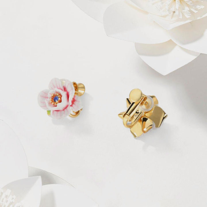 pink rose diamond earrings