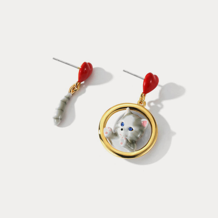 american shorthair cat mismatch earrings