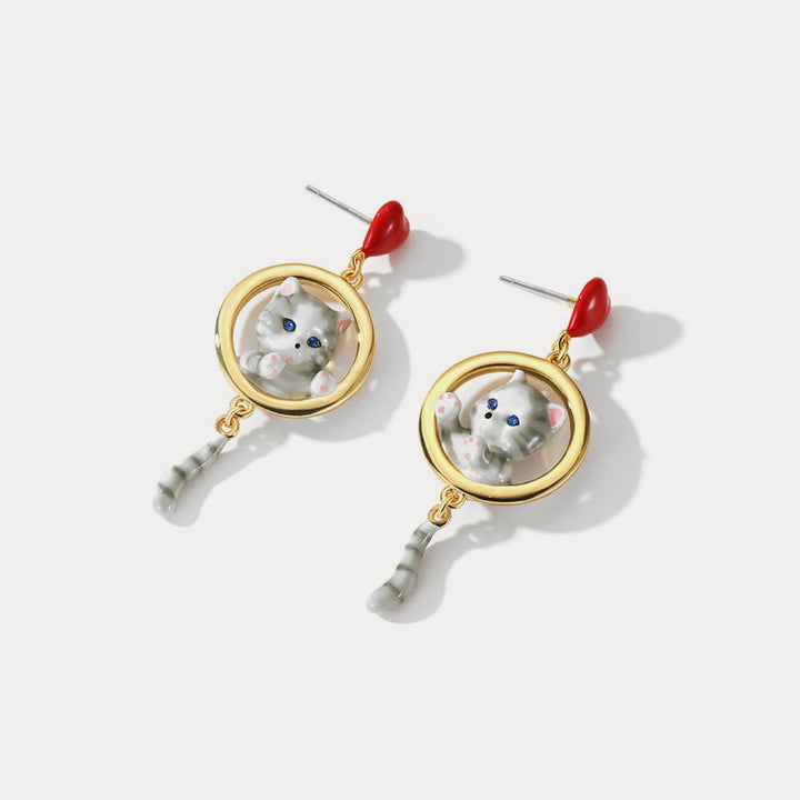american shorthair cat nature earrings