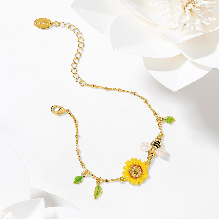 Sunflower & Bee Nature Bracelet
