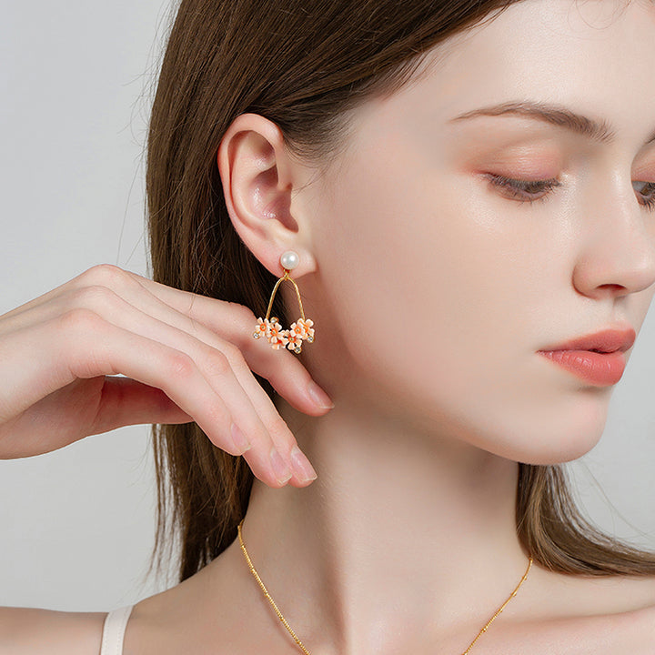 Pink Verbena Dangling Earrings