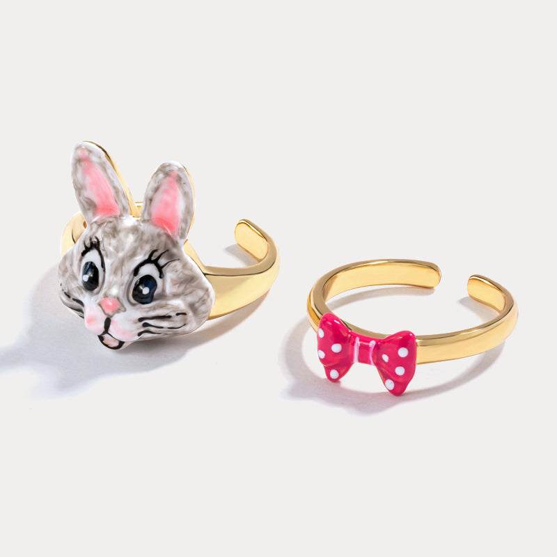Easter Rabbit Open Ring Set